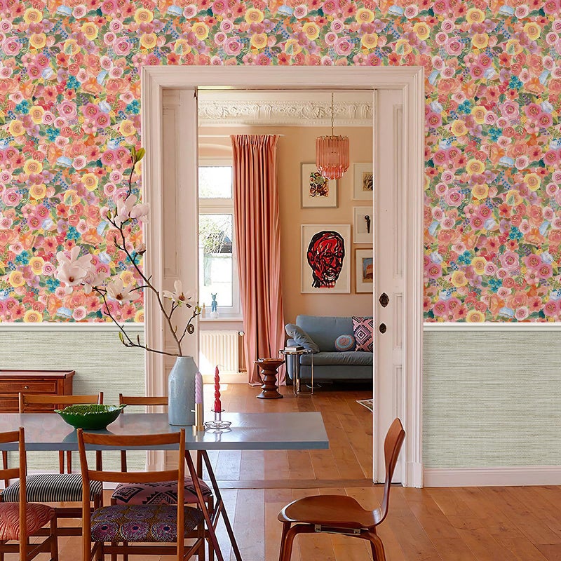Simon&Siff Floral Peel and Stick Wallpaper 17.3"x80" Pink Watercolor Flowers Wall Murals Removable Wall Paper for Bedroom Bathroom Cabinet Renter Friendly - Image 4