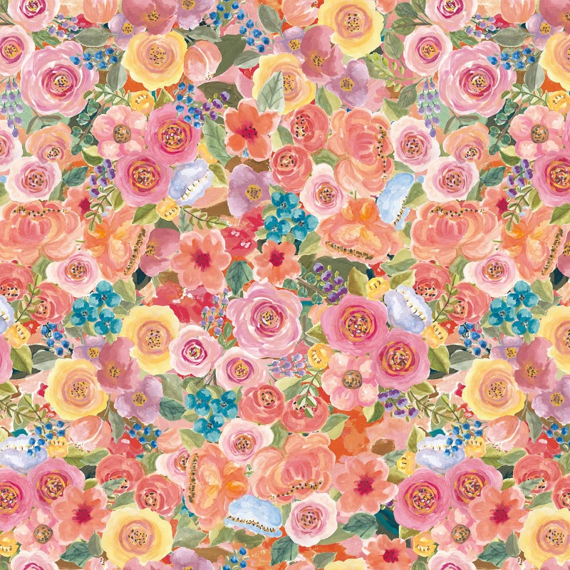 Simon&Siff Floral Peel and Stick Wallpaper 17.3"x80" Pink Watercolor Flowers Wall Murals Removable Wall Paper for Bedroom Bathroom Cabinet Renter Friendly - Image 1
