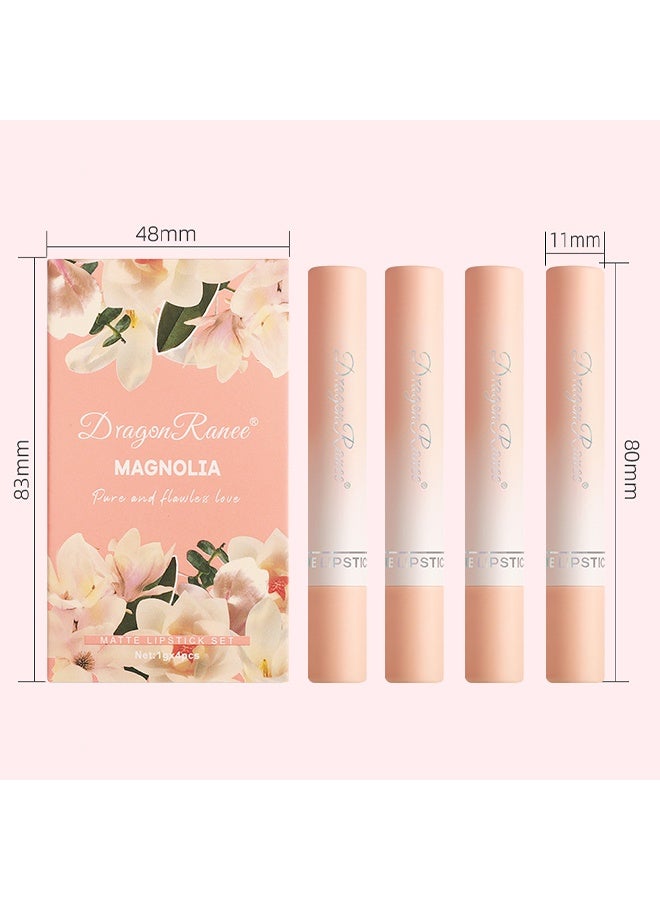 Dragon Ranee 4Pcs Matte Lipstick Set, Moisture Lip Glossy Waterproof Long Lasting Lip liner Set Lipstick for Women Makeup (Magnolia) - Image 5