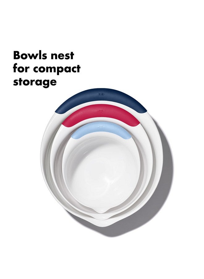 OXO OXO,plastic Good Grips 3-Piece Mixing Bowl Set - Blueberry, Jam & Seltzer Handles,4.7 LITERS, Large  - Image 3