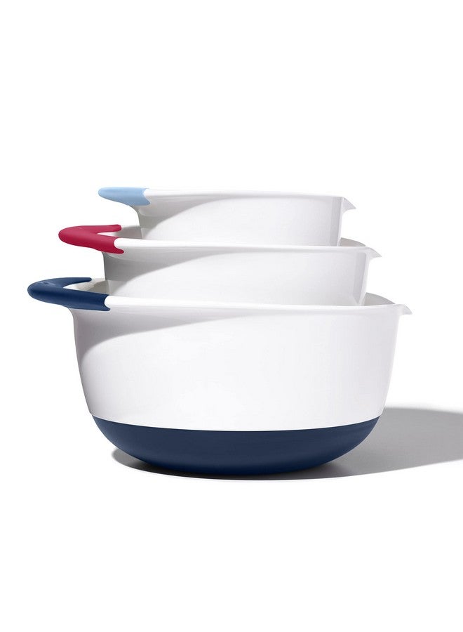 OXO OXO,plastic Good Grips 3-Piece Mixing Bowl Set - Blueberry, Jam & Seltzer Handles,4.7 LITERS, Large  - Image 1