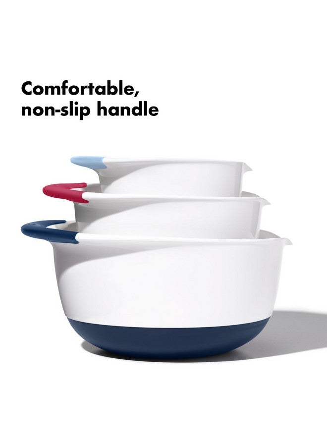 OXO OXO,plastic Good Grips 3-Piece Mixing Bowl Set - Blueberry, Jam & Seltzer Handles,4.7 LITERS, Large  - Image 4