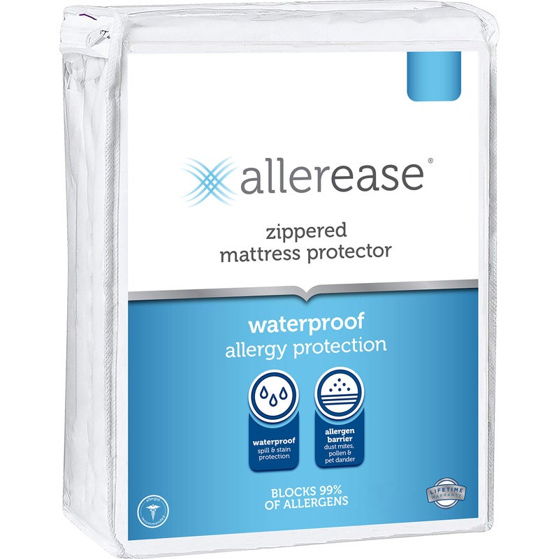 Aller-Ease AllerEase Waterproof Mattress Protector- Twin Size Polyester Zip Allergy Protection Waterproof Quiet Cover - Image 1