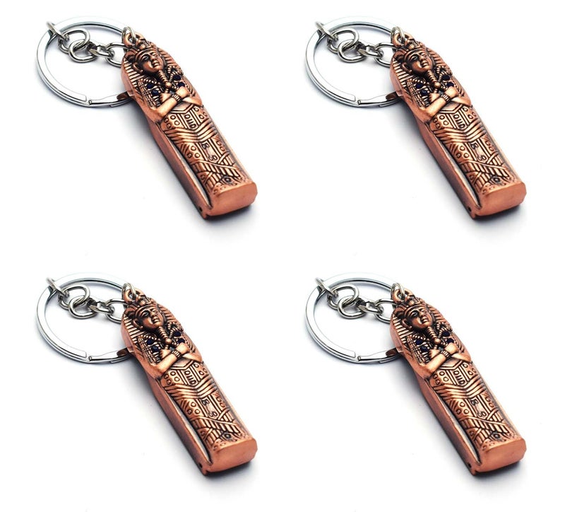 immatgar 4 pieces of immatgar pharaonic Nail clippers keychain Egyptian souvenirs gifts from egypt Authentic Pharaoh Tutankhamun - Burnt Red, One Size - Image 1