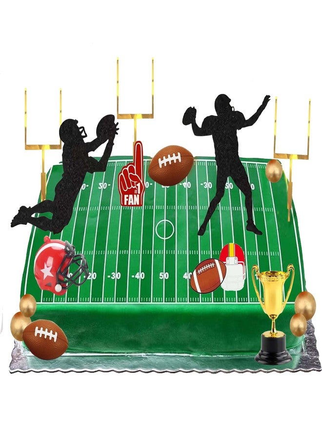 Qoadwem 20PCS American Football Players Goal Post Cake Toppers Rugby Ball Happy Birthday American Eagle Football Sports Theme Party Cake Decorations Supplies - Image 3