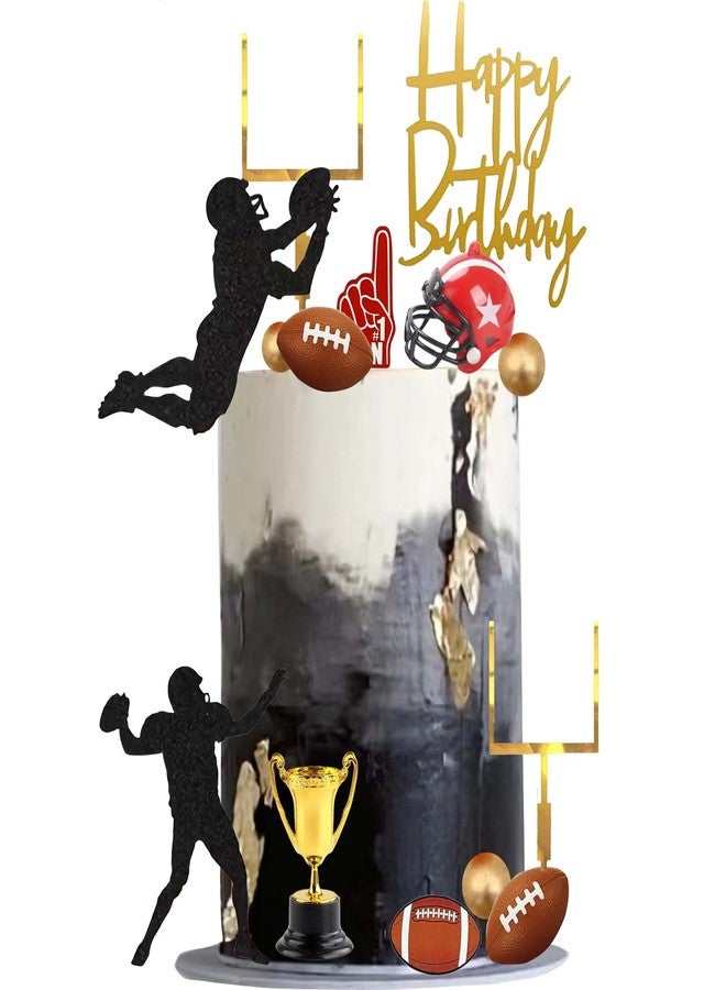 Qoadwem 20PCS American Football Players Goal Post Cake Toppers Rugby Ball Happy Birthday American Eagle Football Sports Theme Party Cake Decorations Supplies - Image 4