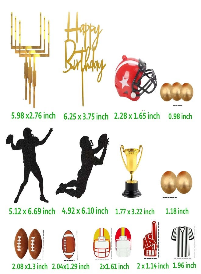 Qoadwem 20PCS American Football Players Goal Post Cake Toppers Rugby Ball Happy Birthday American Eagle Football Sports Theme Party Cake Decorations Supplies - Image 2