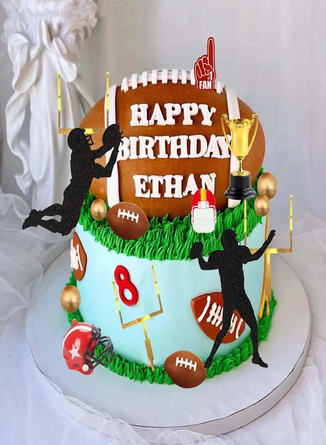 Qoadwem 20PCS American Football Players Goal Post Cake Toppers Rugby Ball Happy Birthday American Eagle Football Sports Theme Party Cake Decorations Supplies - Image 5