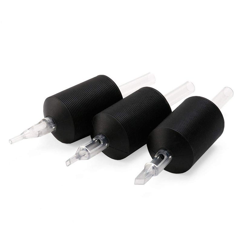 BISIBITA2 VORTEX 1.25-inch Soft Silicone Black Disposable Tattoo Tube Grips with Clear Long Tips 15pcs (9R) - Image 2
