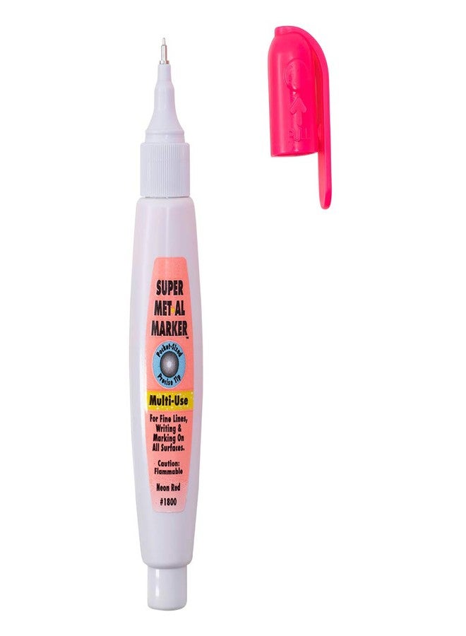 Brock 12 Pc Set Neon Red Super Met-Al Fine Tip Paint Marker Pens 1.4mm Stroke Weatherproof Metal Stone Plastic Glass Industrial Auto Arts Trade - Image 3