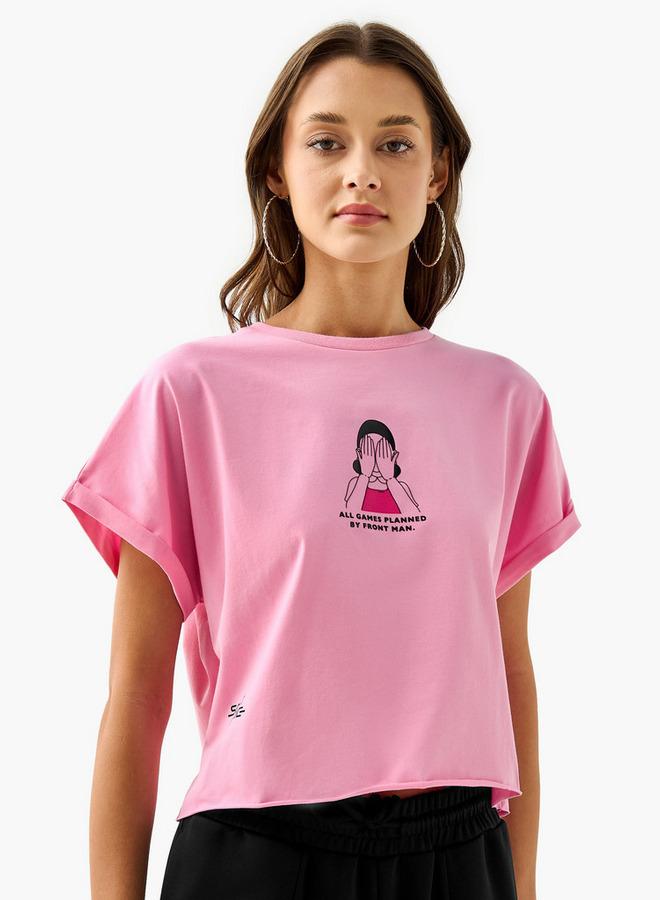 SP Characters Squid Game Print Boxy T-shirt with Crew Neck - Image 2