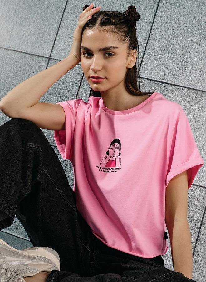 SP Characters Squid Game Print Boxy T-shirt with Crew Neck - Image 1