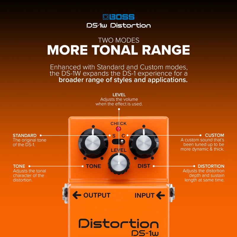 BOSS DS-1W Special Edition Waza Craft Distortion Pedal for the Ultimate BOSS Tone Experience | Enhanced with Two Modes for More Tonal Range | Legendary Sound for Electric Guitar and All Types of Music - Image 5