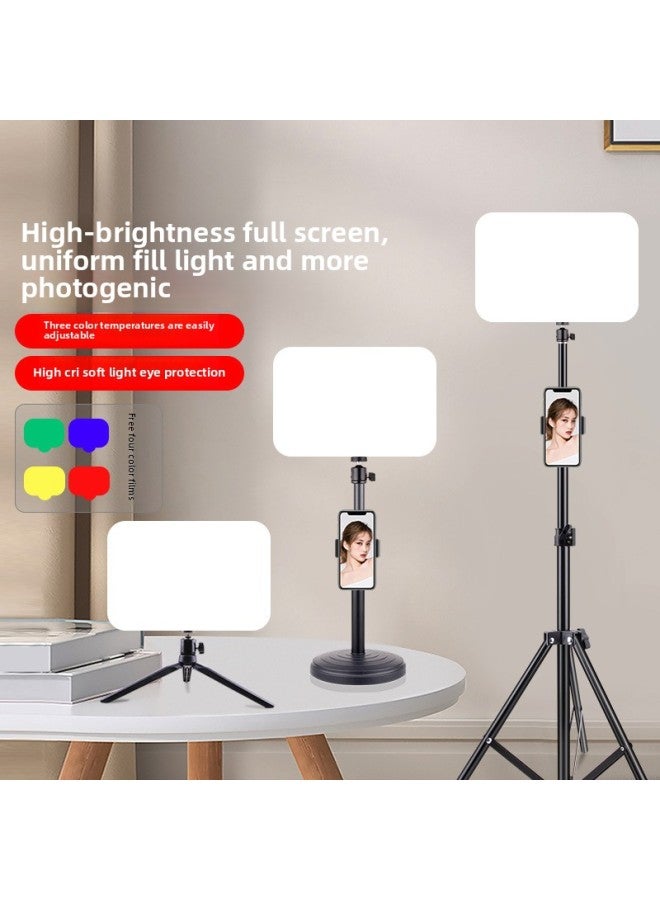 general Led Fill Light Still Life Photography Camera Flat Light Beauty Live Light Video Conference Light Soft Light-Specifications:Three-tone Lighting 11inch Square Lamp + 2.4m Tripod - Image 2