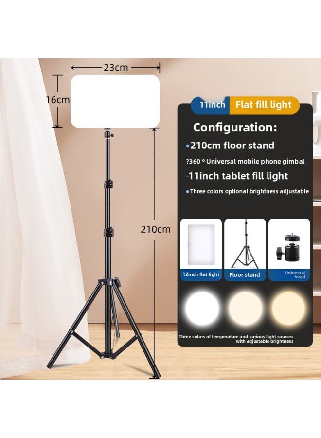 general Led Fill Light Still Life Photography Camera Flat Light Beauty Live Light Video Conference Light Soft Light-Specifications:Three-tone Lighting 11inch Square Lamp + 2.4m Tripod - Image 1