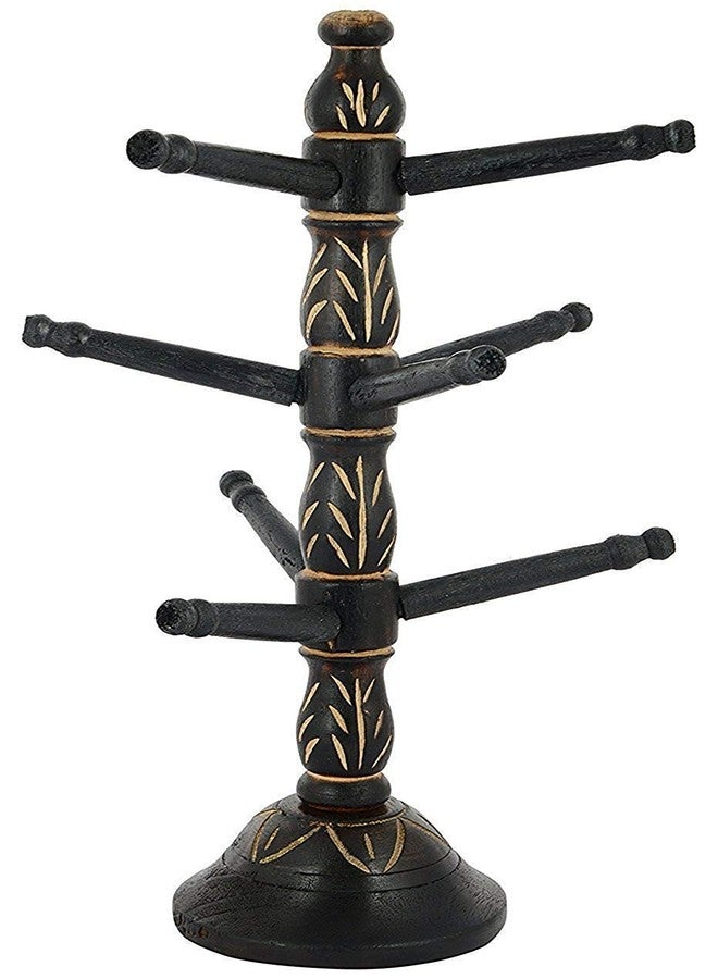 DWH Deluxe Wood Handicrafts Wooden Hand Carved Wooden Bangle Stand//Wooden 9 Tier Bar Bracelet, Bangle Jewelry Holder Stand Display Organizer, Bracelet Holder for Jewelry (Black) - Image 1