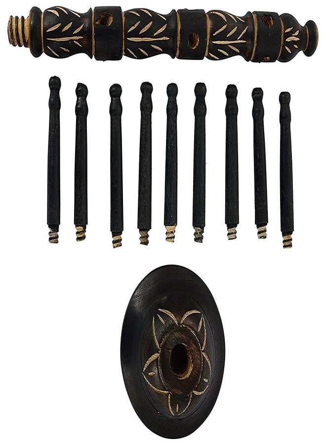 DWH Deluxe Wood Handicrafts Wooden Hand Carved Wooden Bangle Stand//Wooden 9 Tier Bar Bracelet, Bangle Jewelry Holder Stand Display Organizer, Bracelet Holder for Jewelry (Black) - Image 2