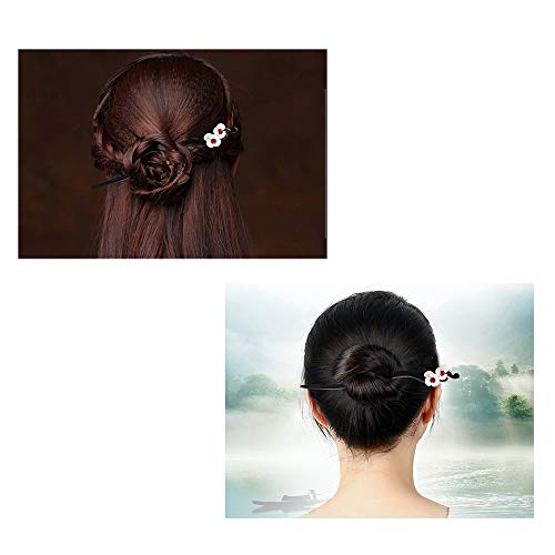 TOP SEWING CHOISBEING Handmade Wooden Hair Stick Women Retro 1 Pack Hairpin Flower Decor Hair Chopsticks for Buns Model A - Image 4