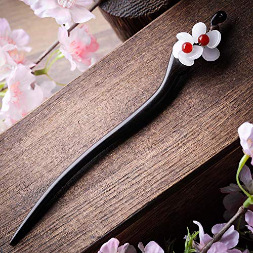 TOP SEWING CHOISBEING Handmade Wooden Hair Stick Women Retro 1 Pack Hairpin Flower Decor Hair Chopsticks for Buns Model A - Image 2