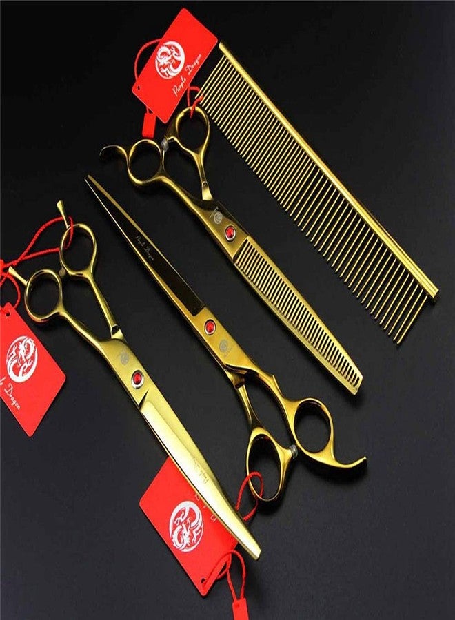 Purple Dragon 8.0" Titanium Multicolor Professional Pet Grooming Scissors Set,Straight & Thinning & Curved Scissors Shear with Bag for Dog Cat Grooming - Image 5