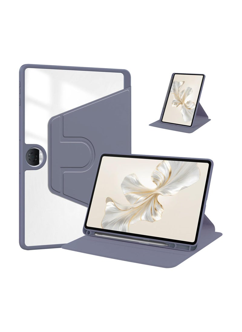 VKL - Tablet Case Compatible with Honor Pad 9 12.1 Inch 2024 Cover, Clear Acrylic Multi-Angle Hard PC Case with Pen Holder Protective Stand Cover (Purple) - Image 1