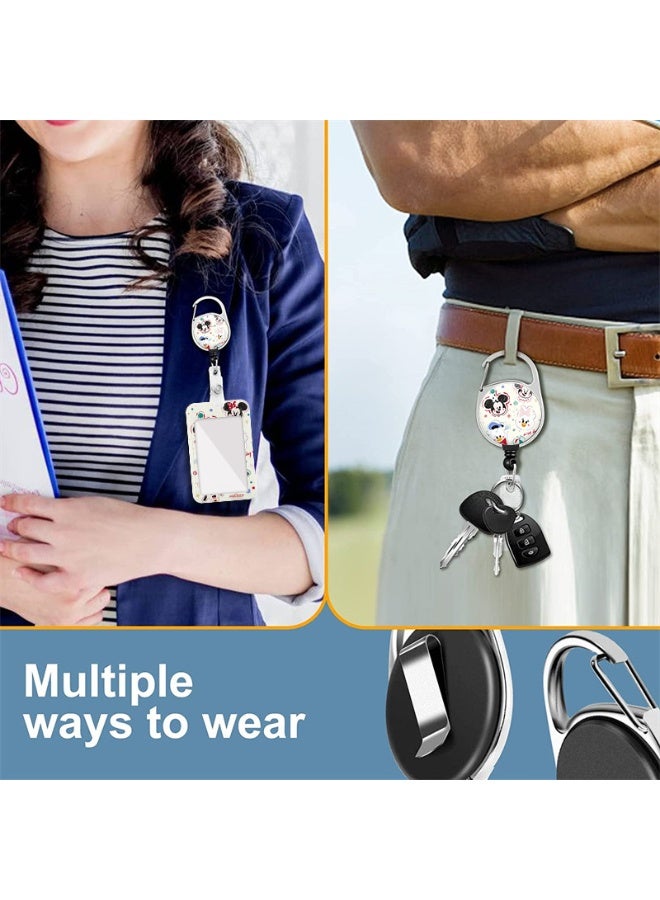 ديزني حامل بطاقة هوية بلاستيكي بتصميم ديزني ميكي وميني ماوس 2 في 1 - خلفية كرتونية لطيفة مع حبل قابل للسحب، سلسلة مفاتيح، ووصلة تمديد - مناسب للعمل، الطلاب، الحافلات، الأطباء، والممرضين - Image 5