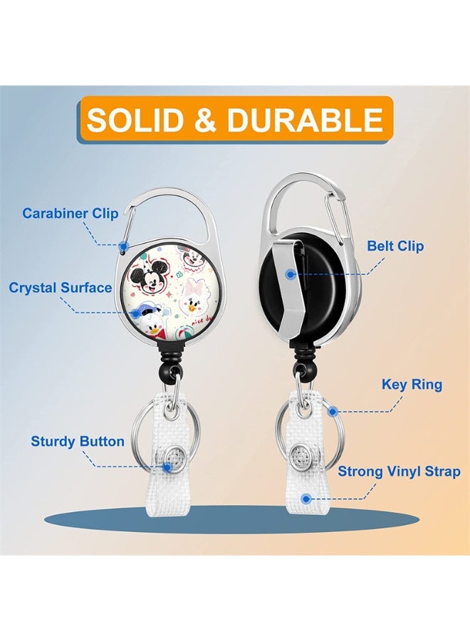 ديزني حامل بطاقة هوية بلاستيكي بتصميم ديزني ميكي وميني ماوس 2 في 1 - خلفية كرتونية لطيفة مع حبل قابل للسحب، سلسلة مفاتيح، ووصلة تمديد - مناسب للعمل، الطلاب، الحافلات، الأطباء، والممرضين - Image 3