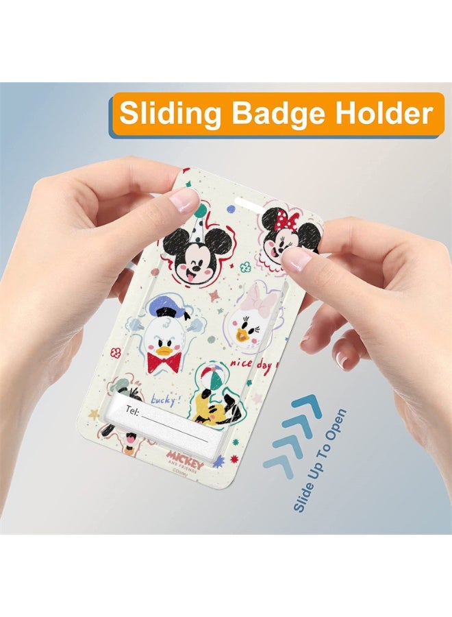 ديزني حامل بطاقة هوية بلاستيكي بتصميم ديزني ميكي وميني ماوس 2 في 1 - خلفية كرتونية لطيفة مع حبل قابل للسحب، سلسلة مفاتيح، ووصلة تمديد - مناسب للعمل، الطلاب، الحافلات، الأطباء، والممرضين - Image 4