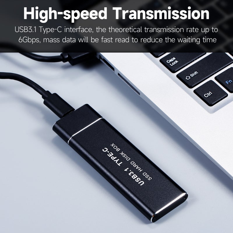 M.2 NVMe/SATA Dual Protocol Mobile Hard Disk Case USB3.1 Type-C External SSD Enclosure Aluminum Alloy Shell(2 Cables) - Image 4