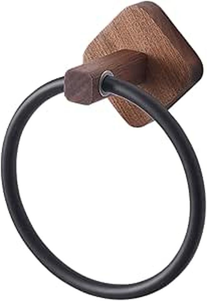 Walnut Hand Towel Ring Holder Wall Mounted for Bathroom Rust Resistant - Image 1