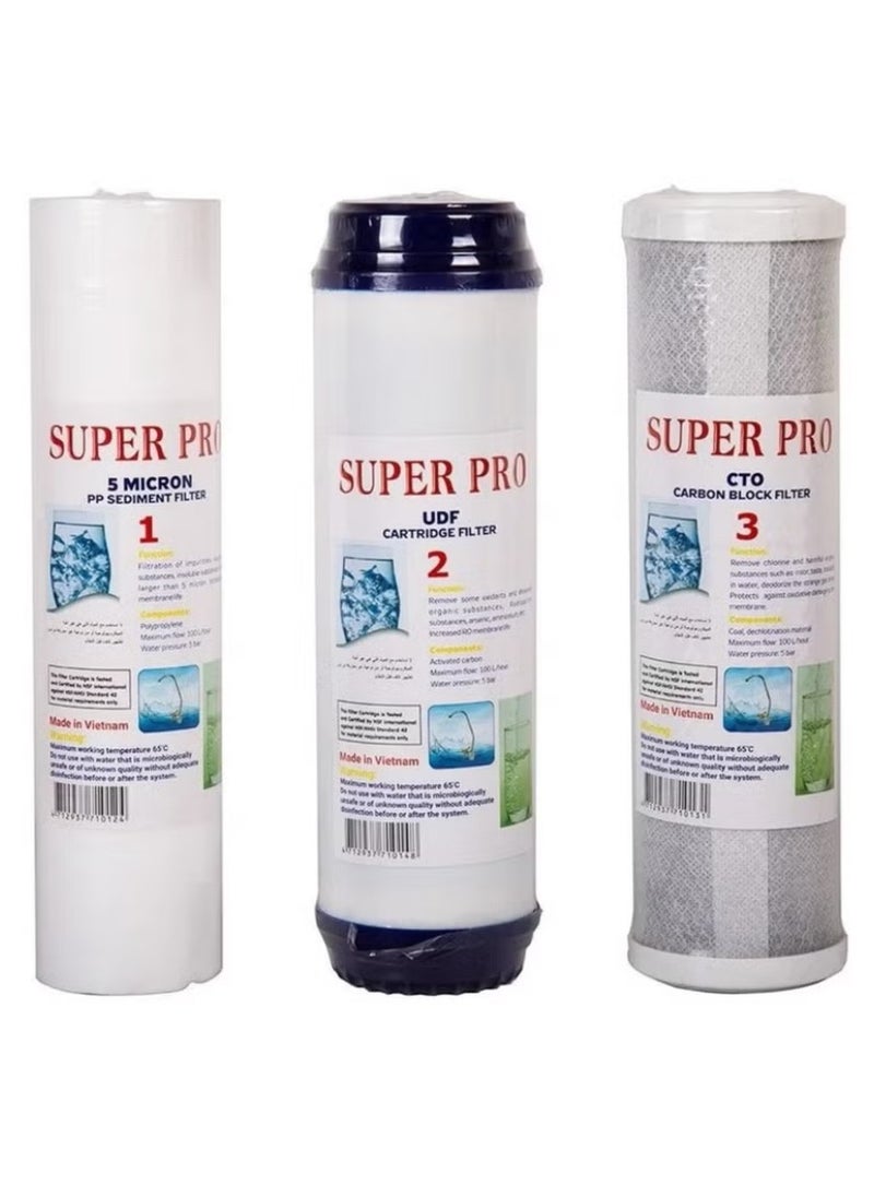 Super Pro 3-piece filter set for home water desalination device 