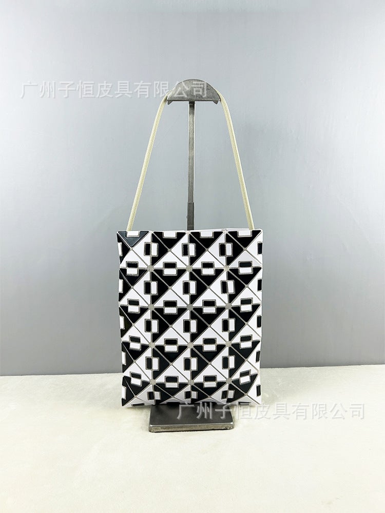 Lingge January 4X5 Grid Shoulder Handbag Mixed Crossbody Small Square Box Geometric Sequin Bag - Image 4