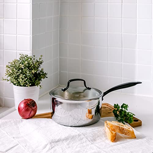 GrandTies Full-Clad Tri-Ply Stainless Steel Sauce pan Induction Cookware – 3 QT Stainless Steel Pot, Marquina Black Metal Handles Kitchen Cooking Pot with Lid, Dishwasher Safe Pots and Pans - Image 5