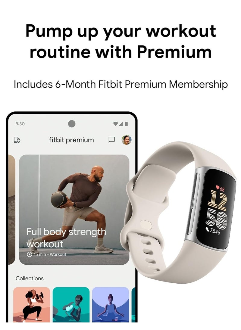 Generic - Charge 6 Fitness Tracker with Google apps, Heart Rate on Exercise Equipment, 6-Months Premium Membership Included, GPS, Health Tools and More, Obsidian/Black, One Size (S & L Bands Included) - Image 1