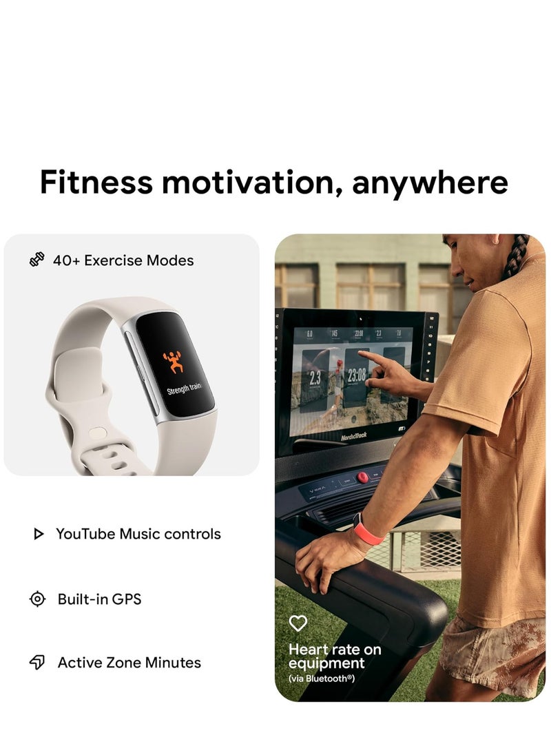 Generic - Charge 6 Fitness Tracker with Google apps, Heart Rate on Exercise Equipment, 6-Months Premium Membership Included, GPS, Health Tools and More, Obsidian/Black, One Size (S & L Bands Included) - Image 1