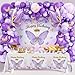 FengRise Purple Balloon Arch Kit with Foil Butterfly Balloons Happy Birthday Backdrop Tablecloth Decorations for Girls Party - Image 2