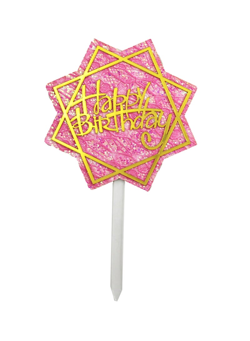 PARTY FUN Happy Birthday Pink Cake Topper 1pcs  - Image 1
