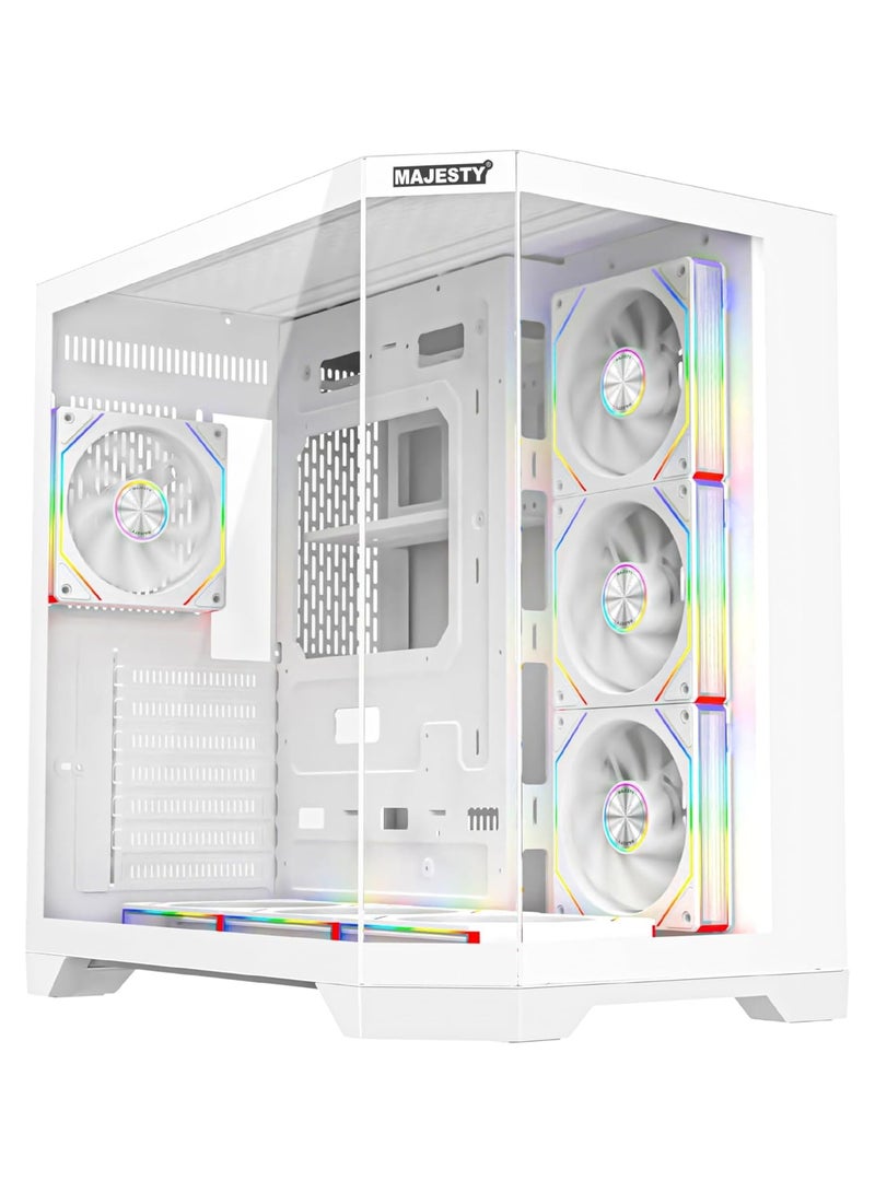 Majesty Majesty Mid-Tower Gaming PC Case with 7 Infiniti ARGB Fans Pre-Installed for Efficient Airflow with Remote, Tempered Glass, Compatible with Wide ATX Motherboard, 1x TYPE-C & 2x USB 3.0  - Image 1