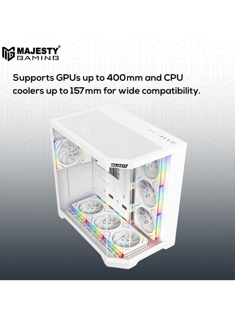 Majesty Majesty Mid-Tower Gaming PC Case with 7 Infiniti ARGB Fans Pre-Installed for Efficient Airflow with Remote, Tempered Glass, Compatible with Wide ATX Motherboard, 1x TYPE-C & 2x USB 3.0  - Image 4