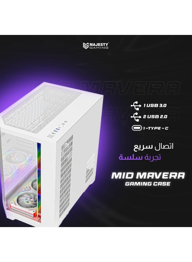 ماجيستي صندوق كمبيوتر للالعاب ماجيستي ميد تاور ميدمافيرا مزود بـ 7 مراوح ARGB اينفنتي 120 ملم مثبتة مسبقاً لتدفق هواء فعال مع ريموت , زجاج مقسى , متوافق مع لوحة الام الواسعة ATX , منفذ 1x TYPE-C و 2x USB 3.0 - Image 5
