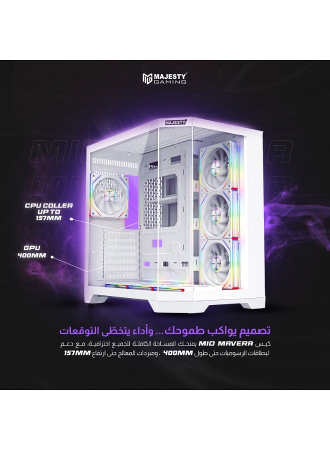 ماجيستي صندوق كمبيوتر للالعاب ماجيستي ميد تاور ميدمافيرا مزود بـ 7 مراوح ARGB اينفنتي 120 ملم مثبتة مسبقاً لتدفق هواء فعال مع ريموت , زجاج مقسى , متوافق مع لوحة الام الواسعة ATX , منفذ 1x TYPE-C و 2x USB 3.0 - Image 3