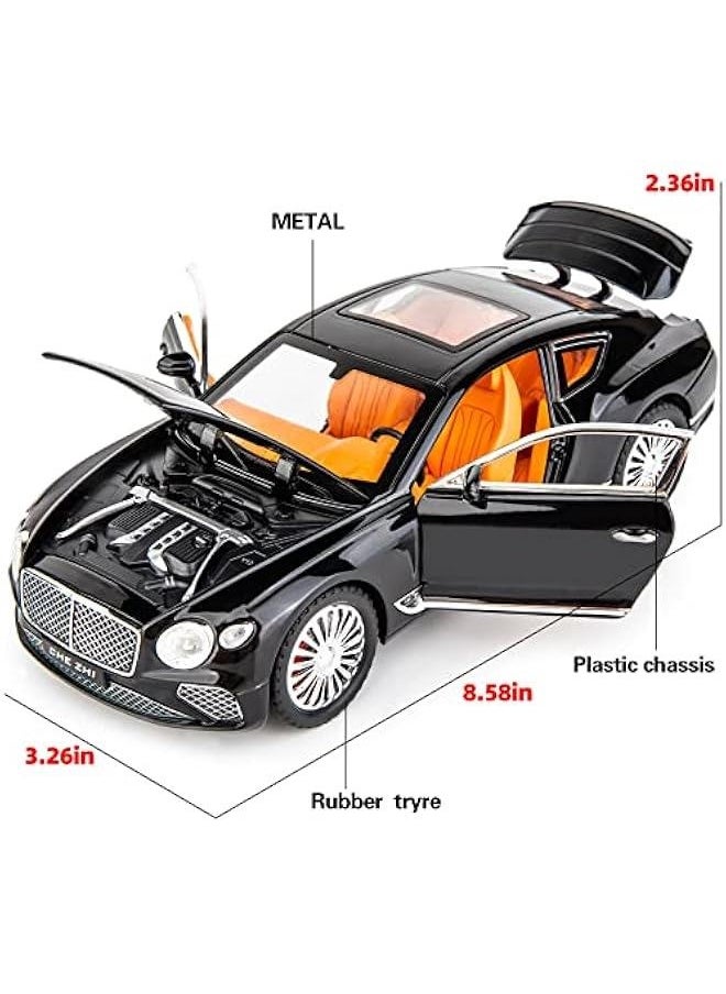 Generic - Compatible for 1/24 Bentley Continental GT Model Car Alloy Diecast Toy Car Collectible Pull Back Toy Vehicles with Sound and Light Door Can Be Opened for Girls Boys Gift(Black) - Image 1