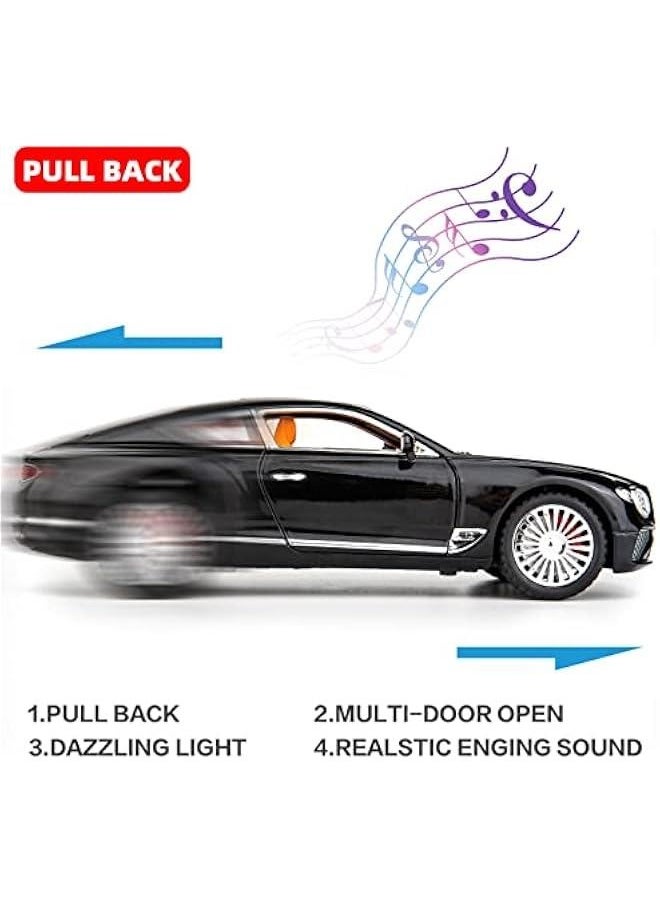Generic - Compatible for 1/24 Bentley Continental GT Model Car Alloy Diecast Toy Car Collectible Pull Back Toy Vehicles with Sound and Light Door Can Be Opened for Girls Boys Gift(Black) - Image 1