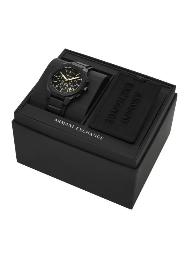 Armani Exchange  Rafael Black Chronograph Watch & Luggage Tag Gift Set for Men | Best Price UAE