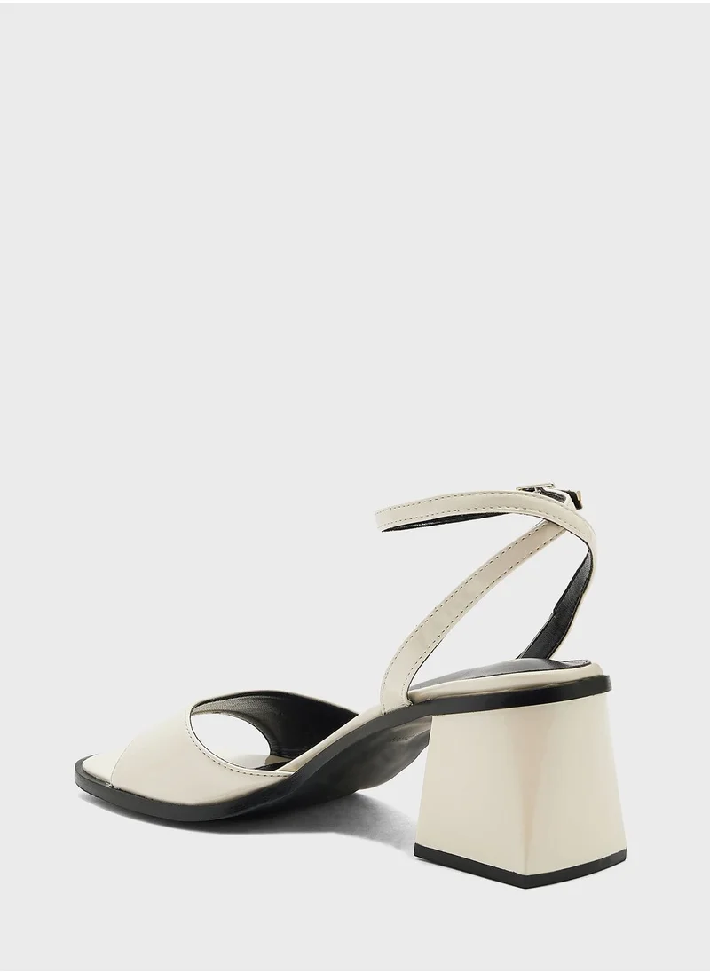 ELLA Patent Ankle Strap Block Heel Sandal