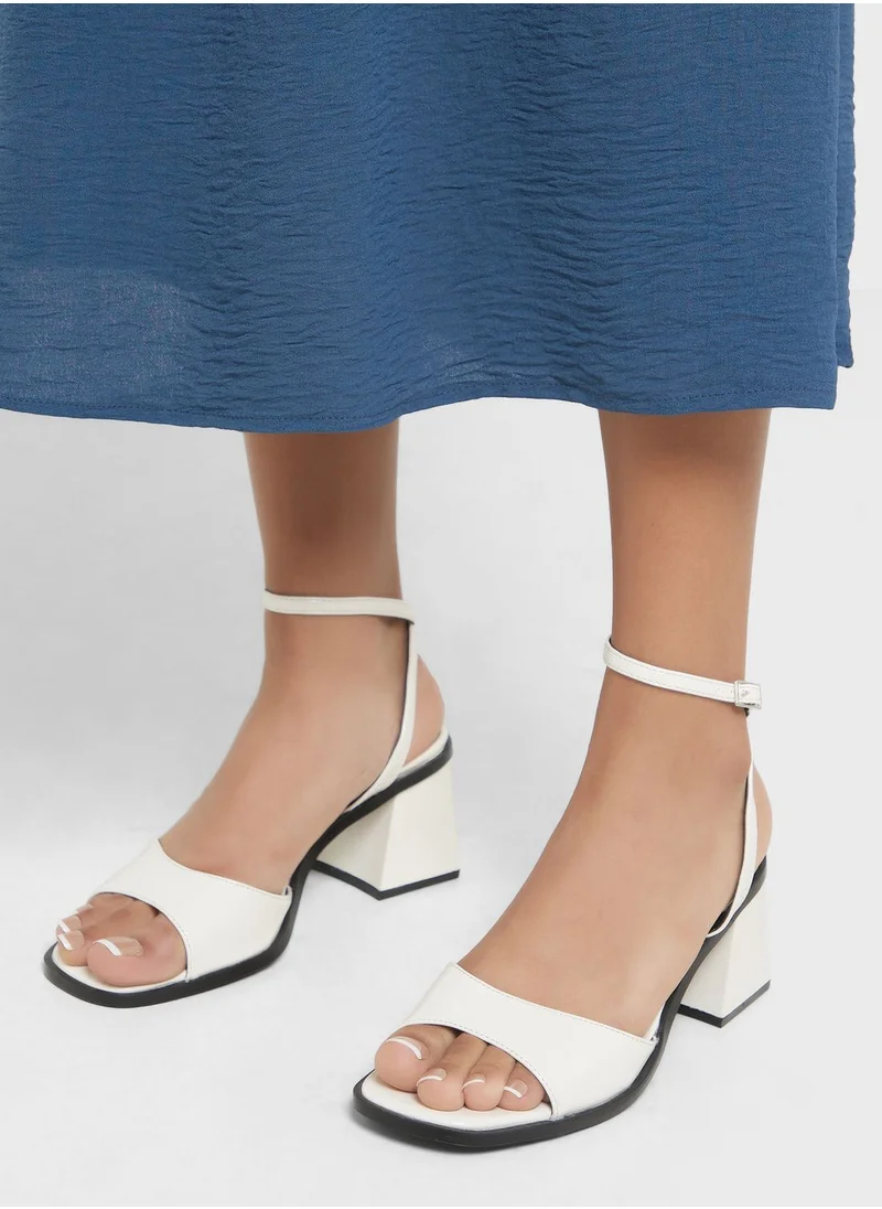 ELLA Patent Ankle Strap Block Heel Sandal