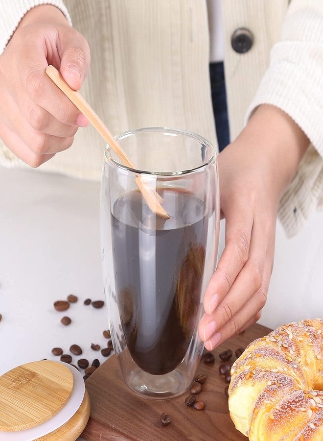 Baskety Double Walled Borosilicate Glasses with Lid - 350ml Thermal Cups for Coffee, Latte,& Macchiato, (Set of 2) - Image 5