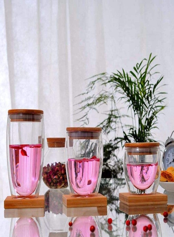 Baskety Double Walled Borosilicate Glasses with Lid - 350ml Thermal Cups for Coffee, Latte,& Macchiato, (Set of 2) - Image 4