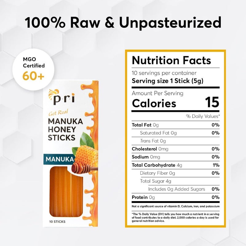 PRI Manuka Honey Sticks - 10 Count - Image 2