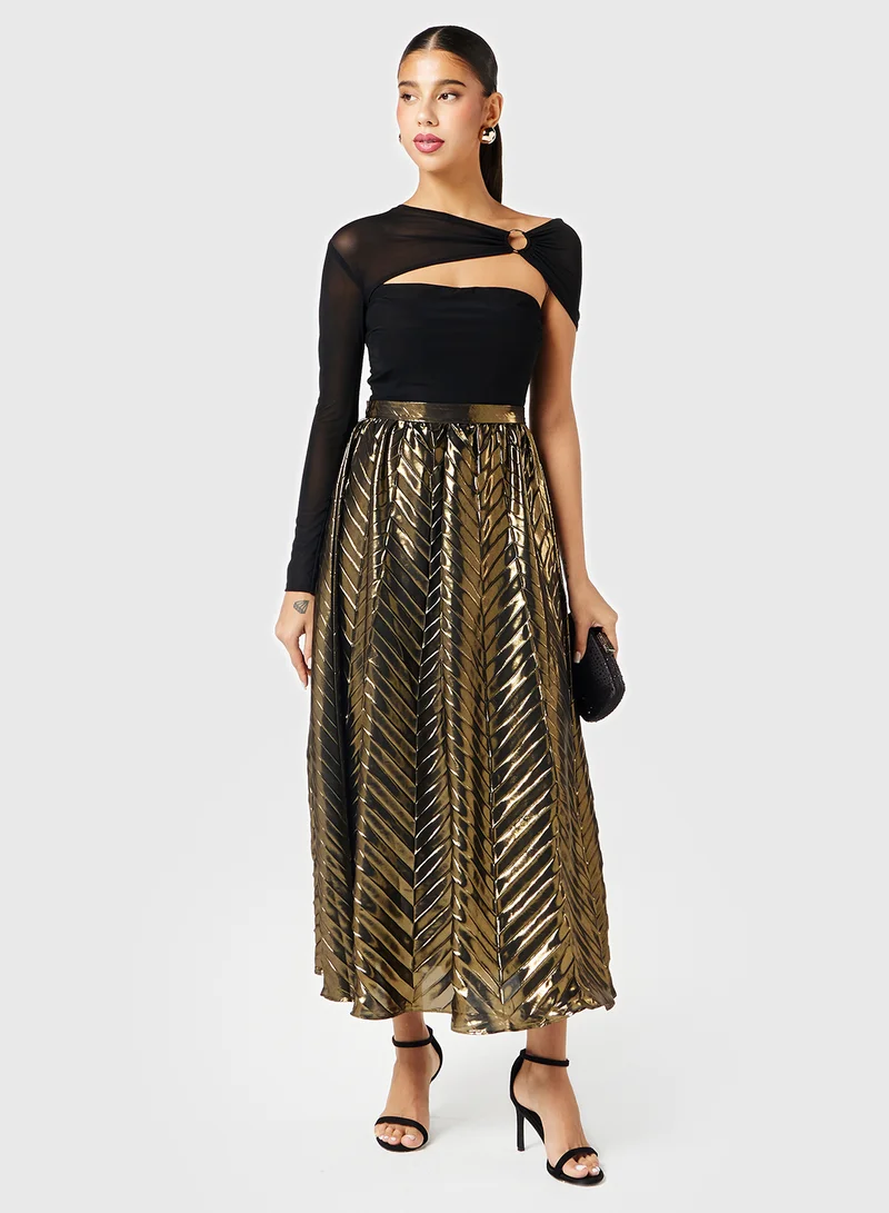 Threadz by Ajooni Metallic Chevron Dress